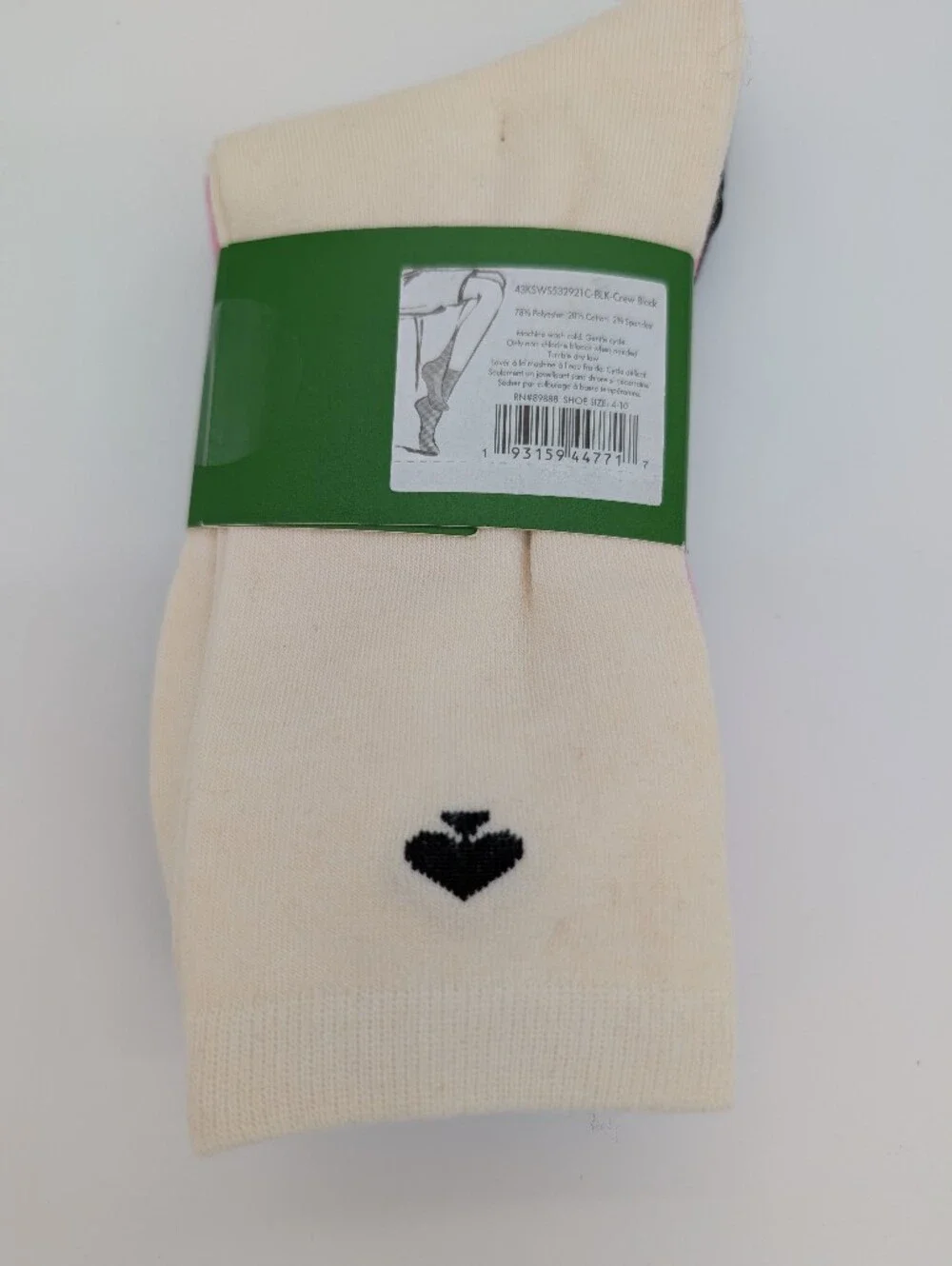 Kate Spade New York 3 Pack Set Crew Socks One Size Black Polka Dot/ Pink / Ivory